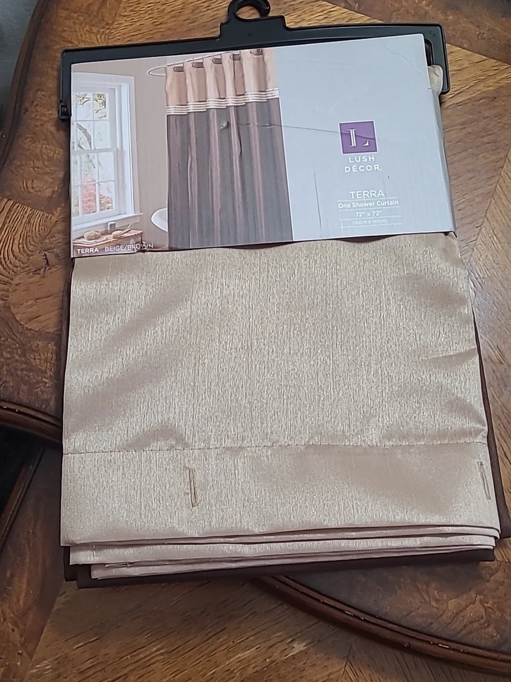 New! Lush Decor Terra Shower Curtain 72 x 72 in rich beige and brown